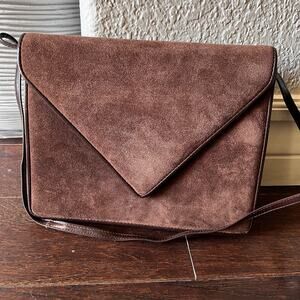 Scepi Women Purse Made In Italy Brown Leather Suede VTG Crossbody Shoulder Bag